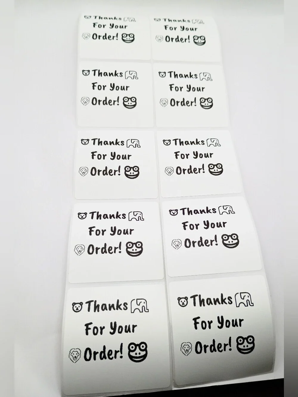 Animal Thanks For Your Order Stickers Set Of 10